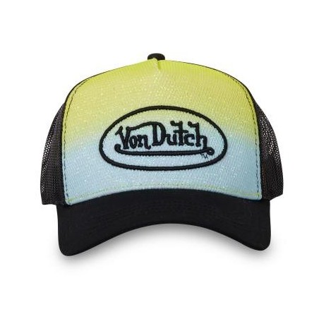 Casquette Vondutch Jaune Trucker Snapback effet Tie and Dye MESH