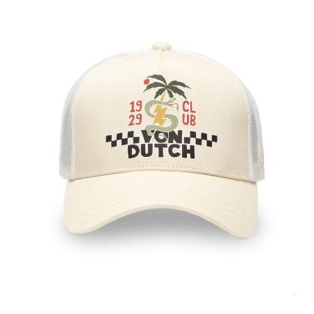 Casquette Vondutch beige Trucker Snapback avec broderie surf snak