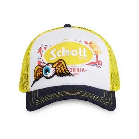 Casquette Vondutch x Schott Jaune Trucker Snapback Visière en Denim